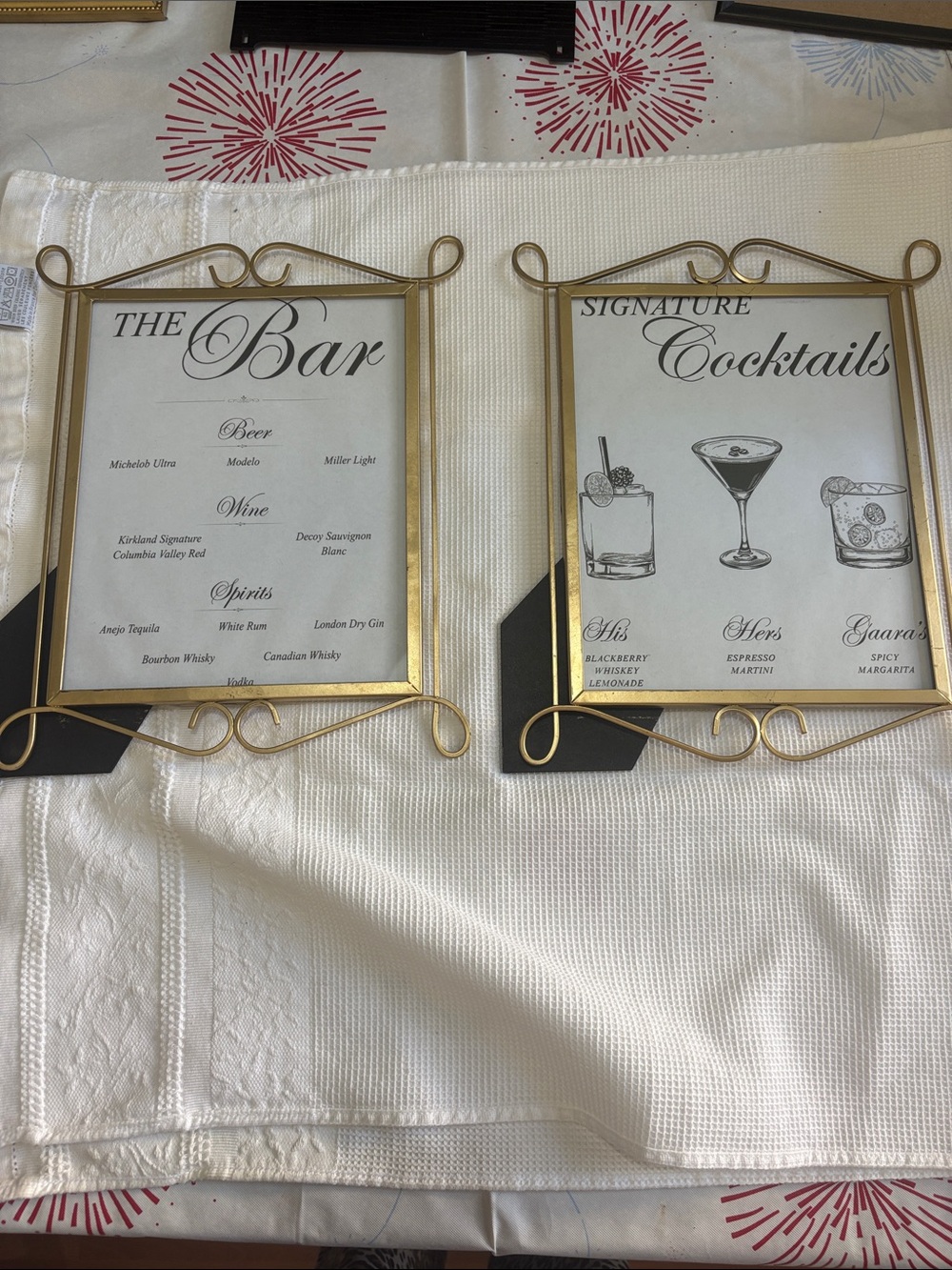 GOLD FRAMES (used for bar signs)